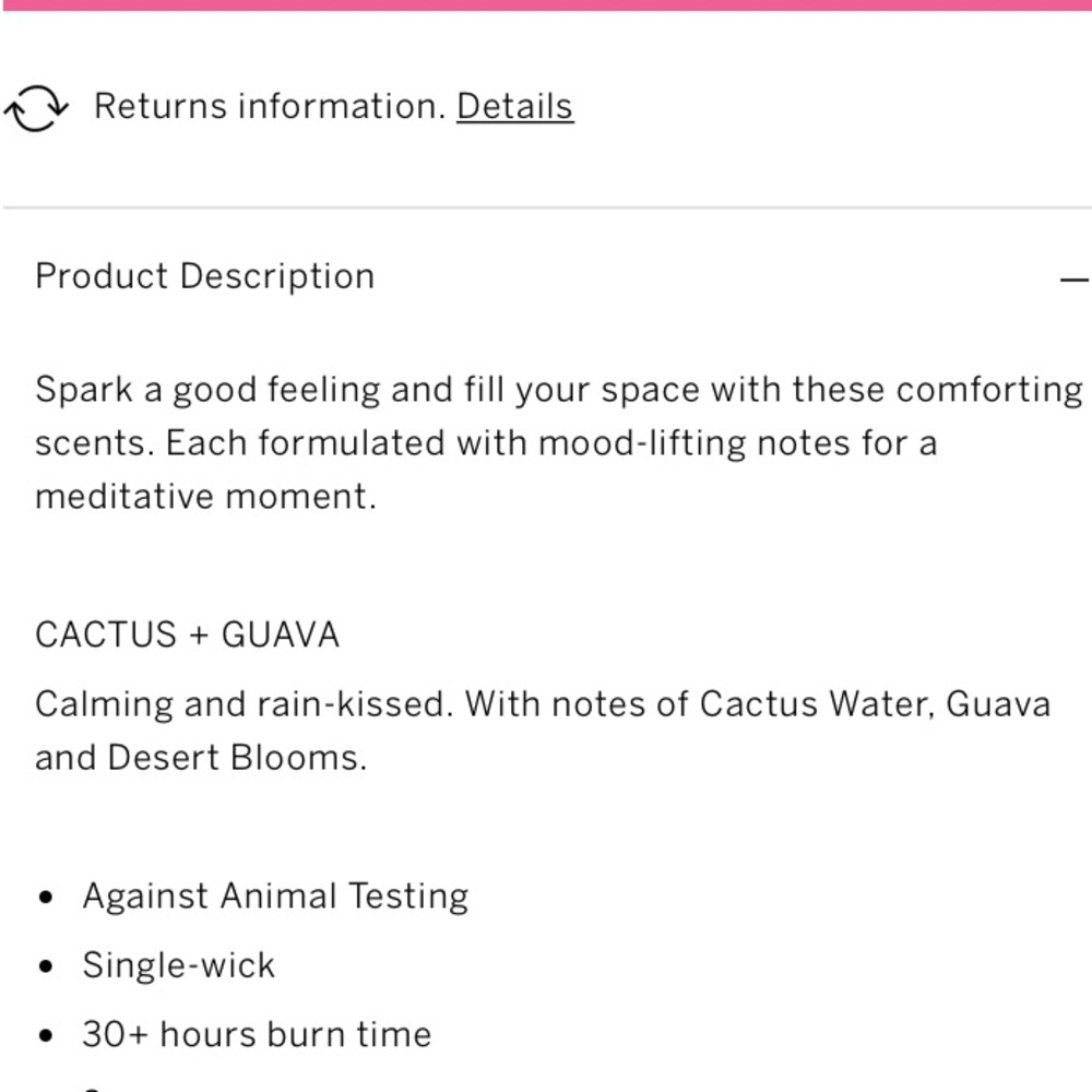 ๐VS PINK CACTUS + GUAVA SCENTED CANDLE - Picture 4 of 6